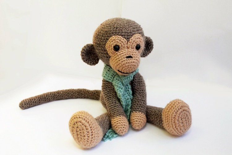 Animais Amigurumi-crochê-macaco-faça-você-mesmo-rabo-cachecol de crochê