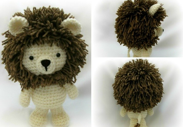 Amigurumi-crochet-leão-urso-juba-lã-inspiração