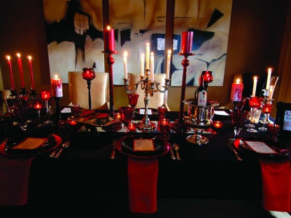 vermelho-velas-preto-toalha de mesa