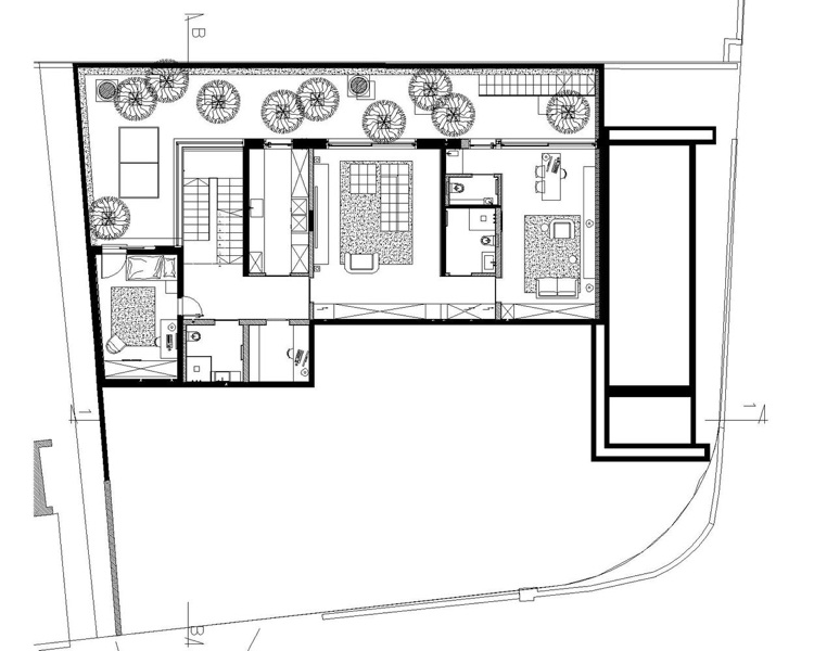 Casa unifamiliar com área de estar e armário na planta do piso térreo