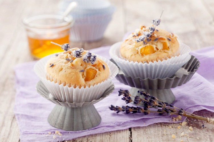 Muffins de lavanda são receitas fáceis de assar damasco