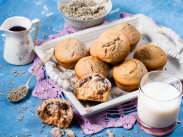 Receita de muffins de lavanda - receitas de cozimento rápido com damascos