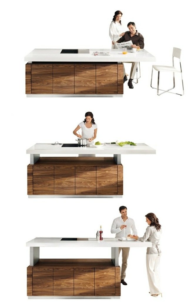 Bancada de cozinha de madeira com altura ajustável para área de jantar montada balcão