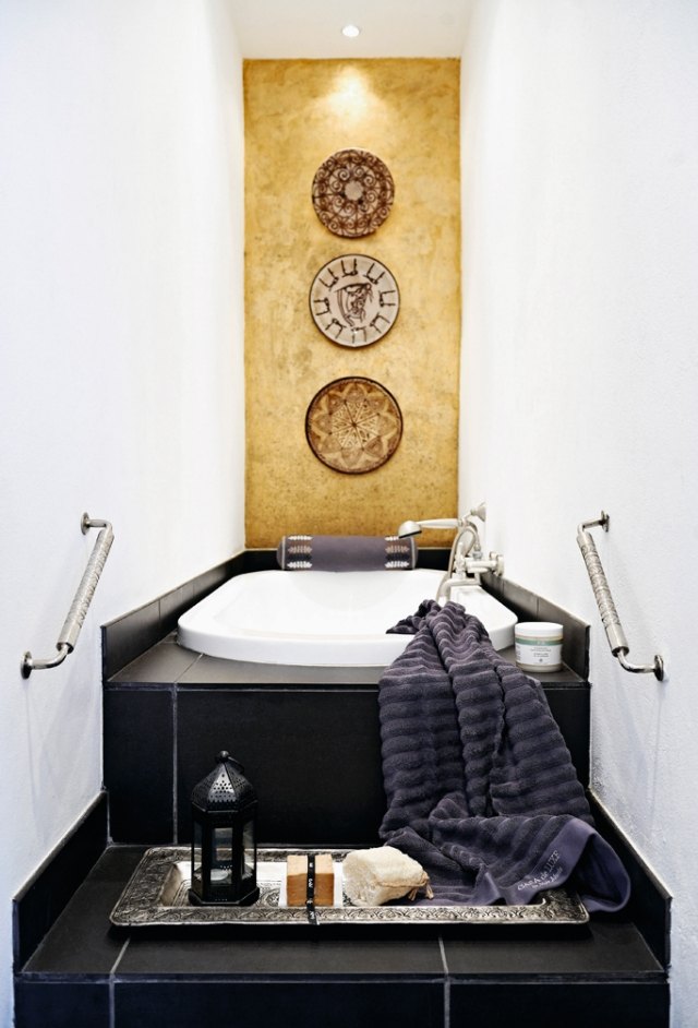 azulejos de banheiro pretos Decoração de parede-banheira-azulejos pretos