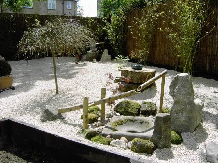 Decoração de jardim asiático bambu-fonte-água recurso-rockery-pedregulho-bonsai-árvore