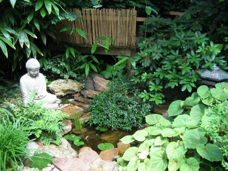 asian-garden-decor-pond-water-rose-buddha-statue-stones-lighthouse