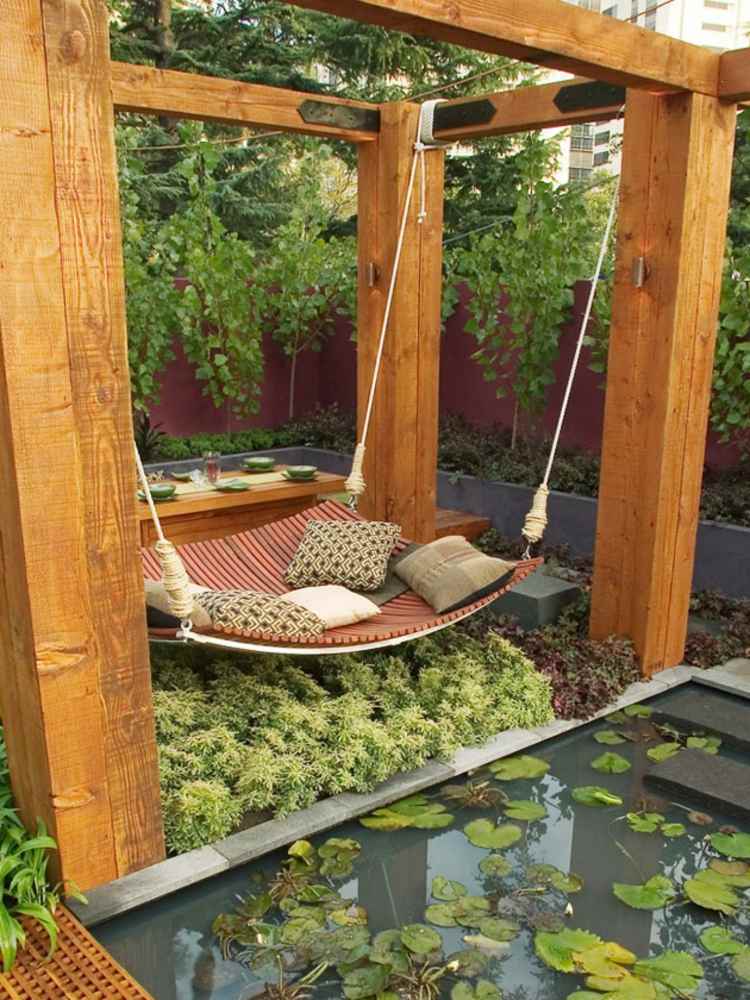 lírios-d'água-de-lagoa-vermelha-asiática-jardim-decoração-cama-suspensa-listrada
