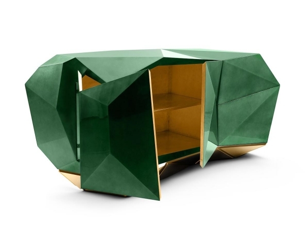 Aparadores de designer Boca do Lobo diamante verde esmeralda