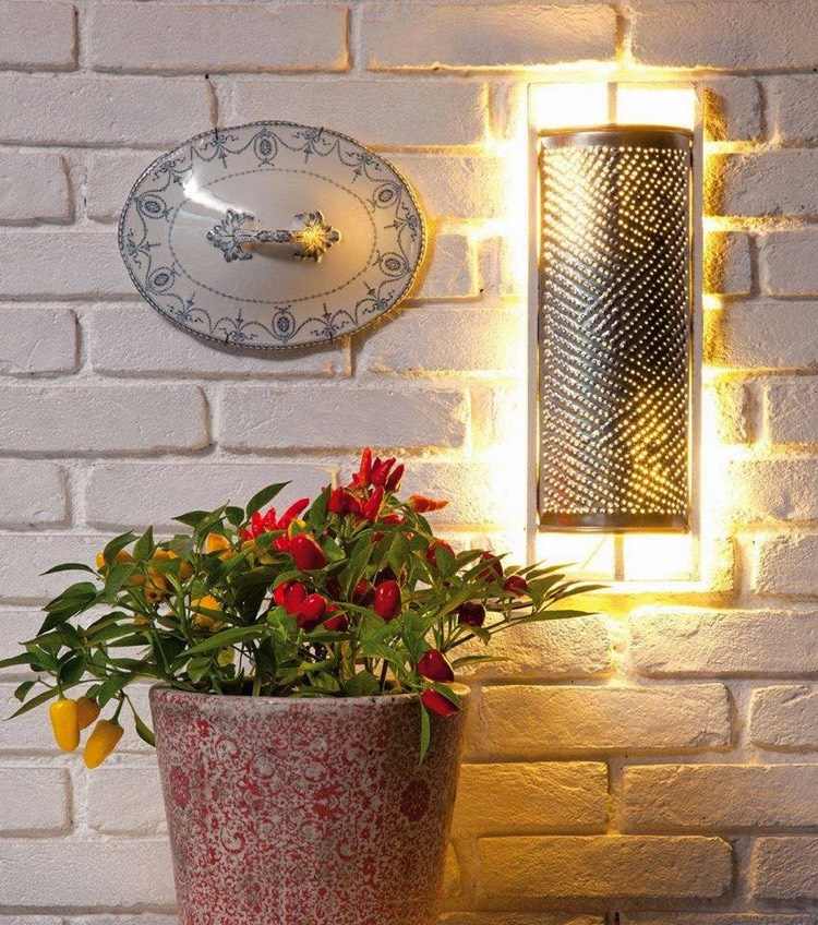 Lâmpada de parede de decoração de jardim faça você mesmo - ralador de queijo - estilo country
