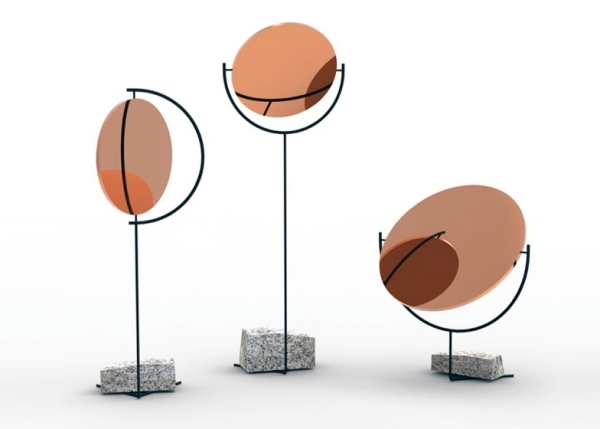 designs de espelho Hunting Narud design studio cobre pedra aço