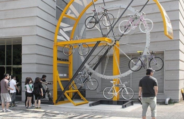 Bicicleta parker-idea-urban-spaces-bike-stand-design-roda gigante-economia de espaço