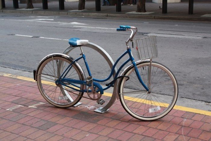 possibilidades de armazenamento de suporte de bicicleta redonda design-aço inoxidável-urbano