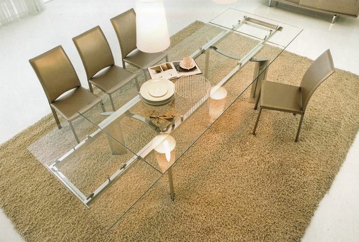 muito moderno-mesa de vidro extensível