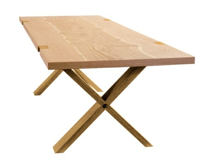 mesa de jantar moderna, móveis em madeira de carvalho, design simples