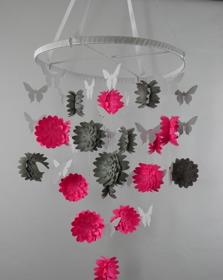 baby-mobile-faça-você-mesmo-tinker-paper-3d-flores-borboletas-rosa-cinza-branco