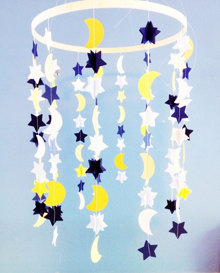 DIY decoração do quarto do bebê móvel estrelas da lua céu