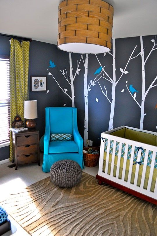 Quarto de bebê-design-decoração-idéias-árvores-poltronas confortáveis
