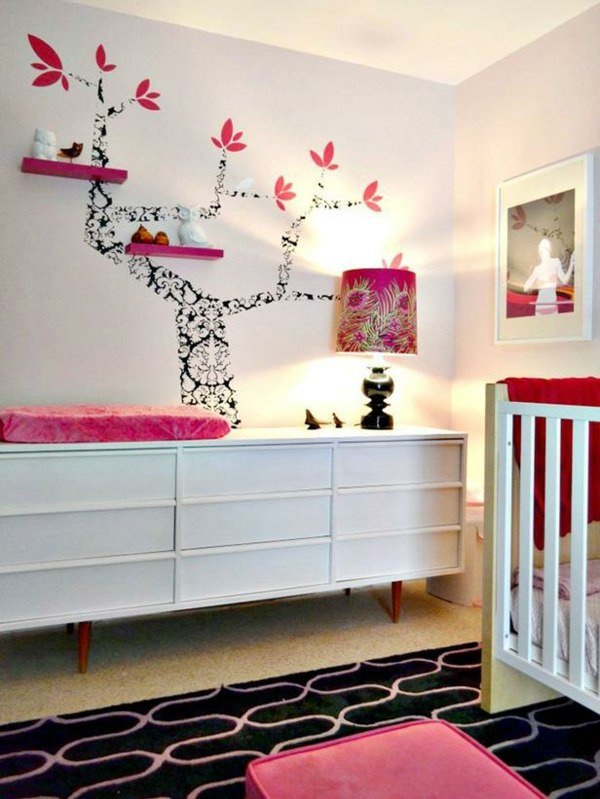 Quarto infantil-design-decoração-ideias-preto-branco-rosa-acentos