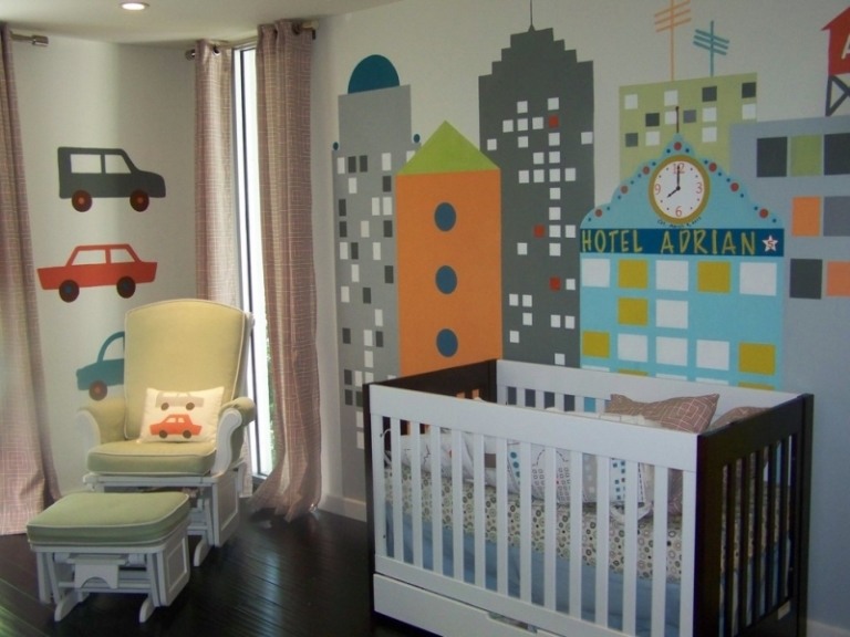 Quarto de bebê-azul-parede adesivo-idéias-instruções-doce