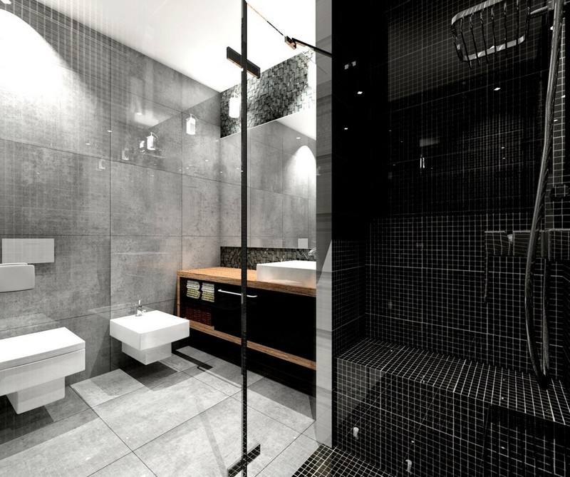 Banheiro-design-madeira-pedra-moderno-box com chuveiro
