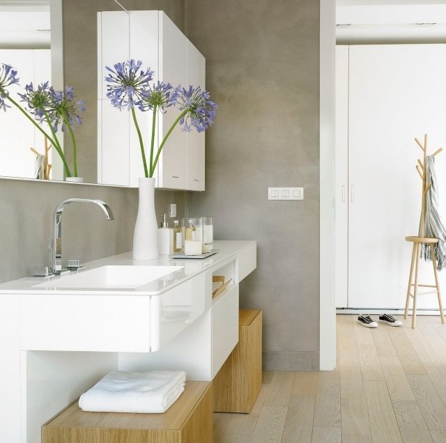 banheiro-à prova d'água-cor-cinza-branco-móveis de banheiro de alto brilho