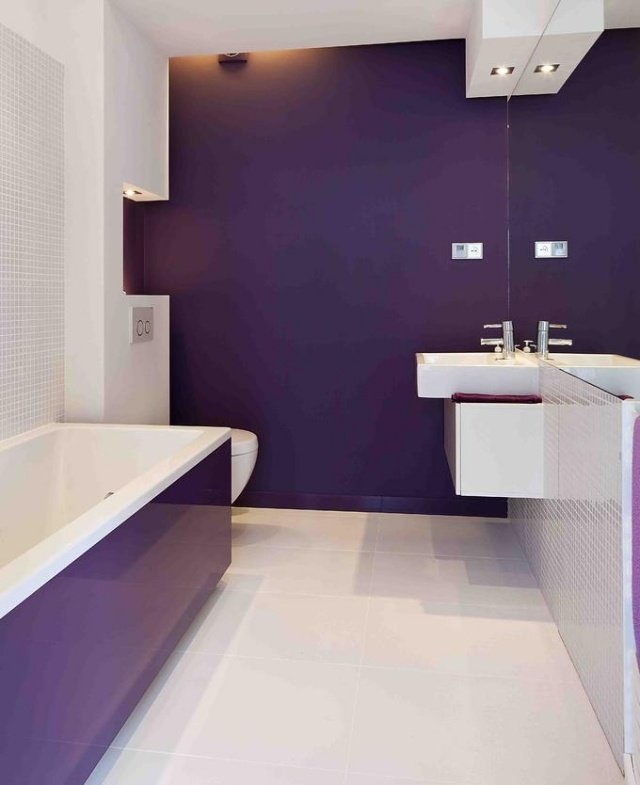 banheiro-cor-especial-púrpura-berinjela-branco-espelho-parede-banheira