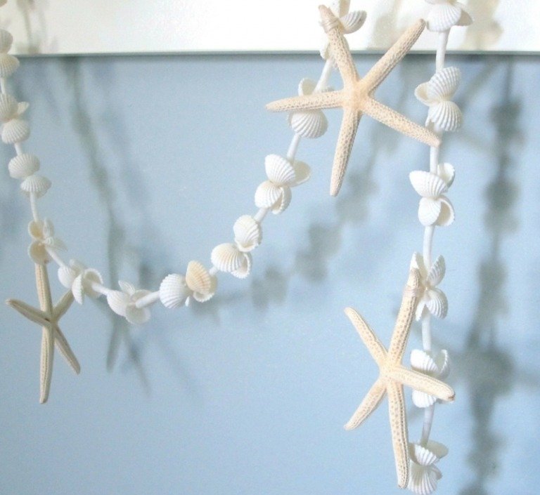 decoração banheiro decoração guirlanda ideia de artesanato conchas do mar cadeia de estrelas do mar