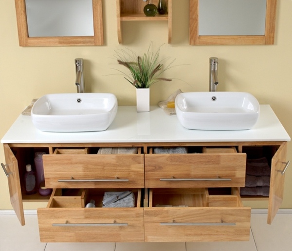 lavatório de dois arcos-banheiro-espelho armário-madeira