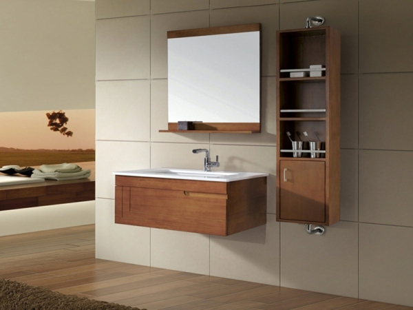 Banheiro-espelho-armário-feito-de-madeira-moderno