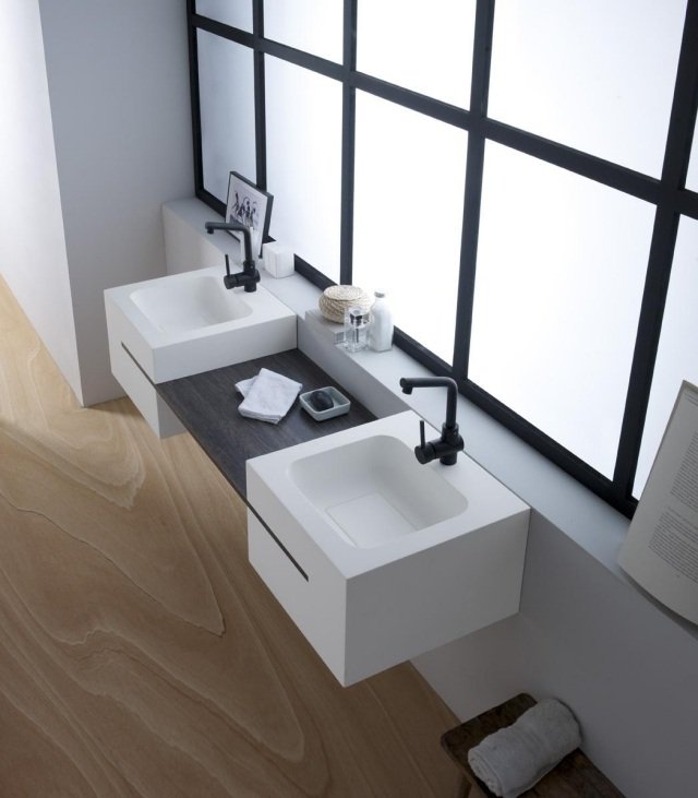 lavatório duplo-branco-prateleira quadrada-CALABRIA-banheiro