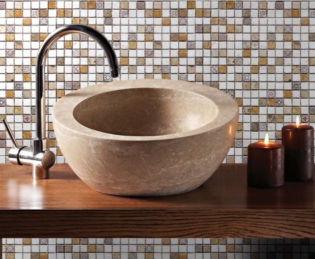 lavatório redondo de design-pedra natural-bege-Acqueforti-marmi