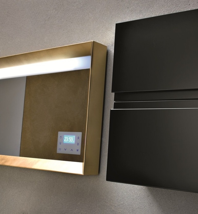 espelho do banheiro integrado-iluminação-retangular-rádio-touchscreen-MEMENTO-Bluform