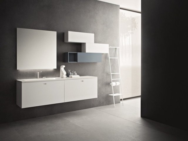 móveis de banheiro - moderno - branco - espelho - iluminação indireta - CRAFT - OMPOSIÇÃO - NOVELLO