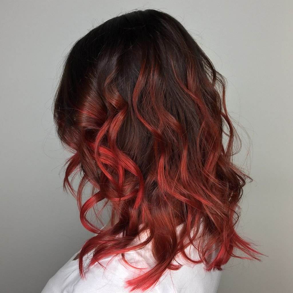 Shampoo para cuidados com a cor do cabelo vermelho escuro cabelo preto com mechas ideias para penteados