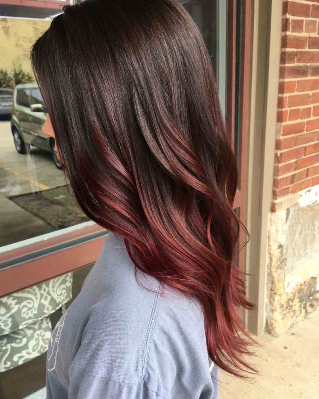 Balayage vermelho marrom dicas de cuidados, cabelo comprido, estilo, ideias de penteado