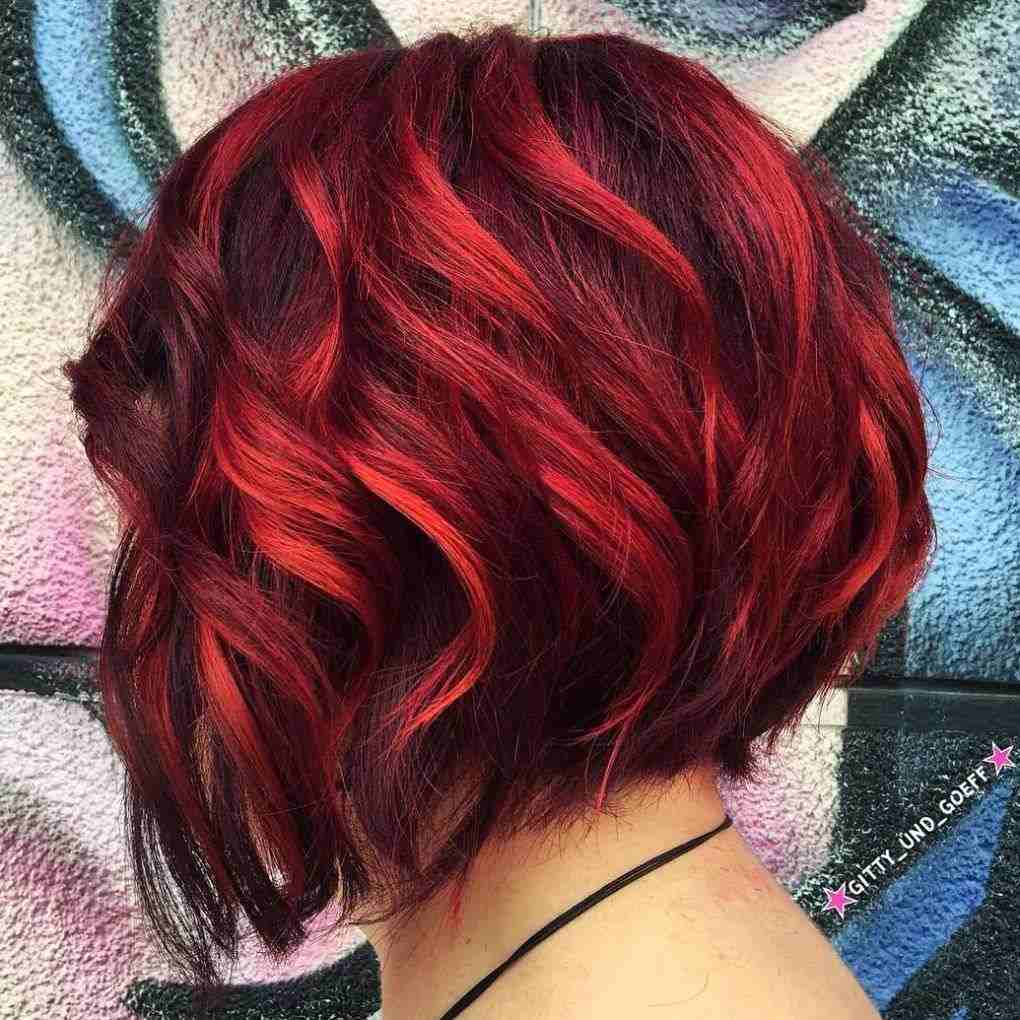 Balayage Red Black Short Bob corte de cabelo estilo