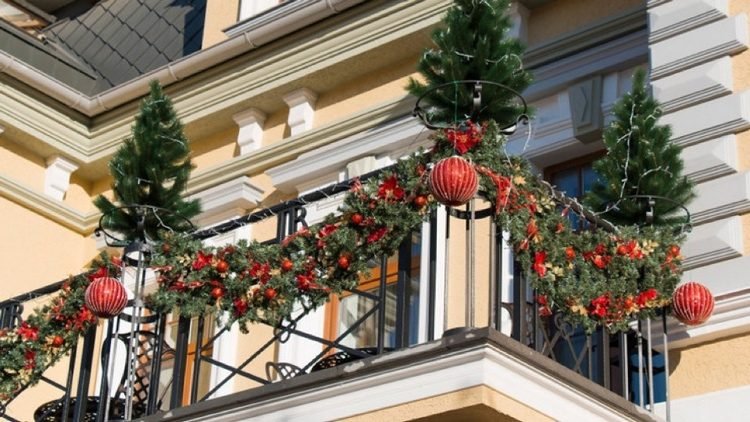 varanda decoração de natal na grade