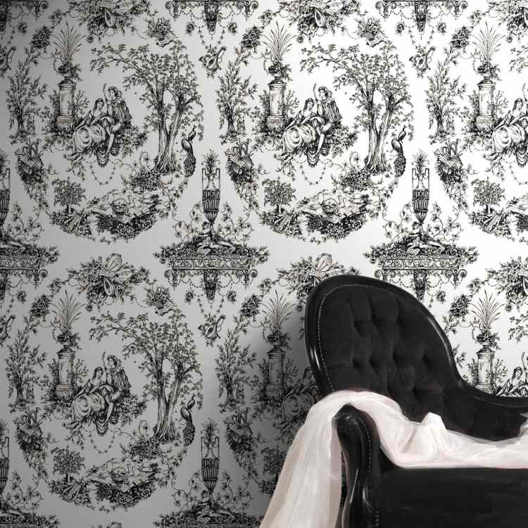 barroco-design-marcel-vagueia-papel de parede-preto-branco-poltrona-estofamento tufado