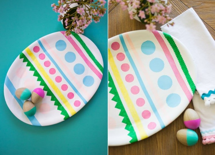 Ideias de artesanato de primavera para adultos - crie um prato oval para servir como um ovo de Páscoa