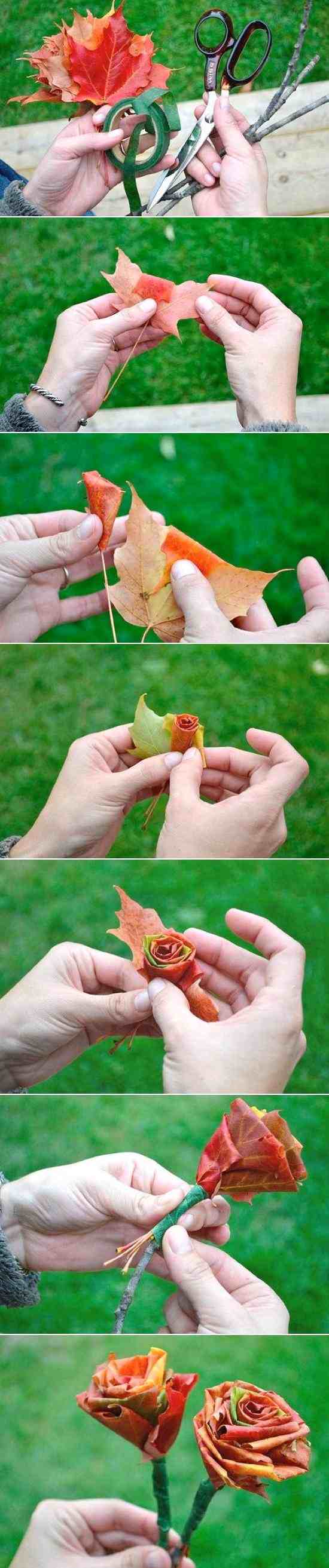 Crie ideias para fazer buquê de flores secas com folhas de bordo de outono