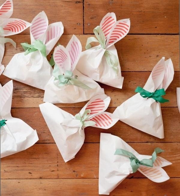 Ideias de decoração de sacos de papel de coelhinhos da Páscoa - primavera de páscoa