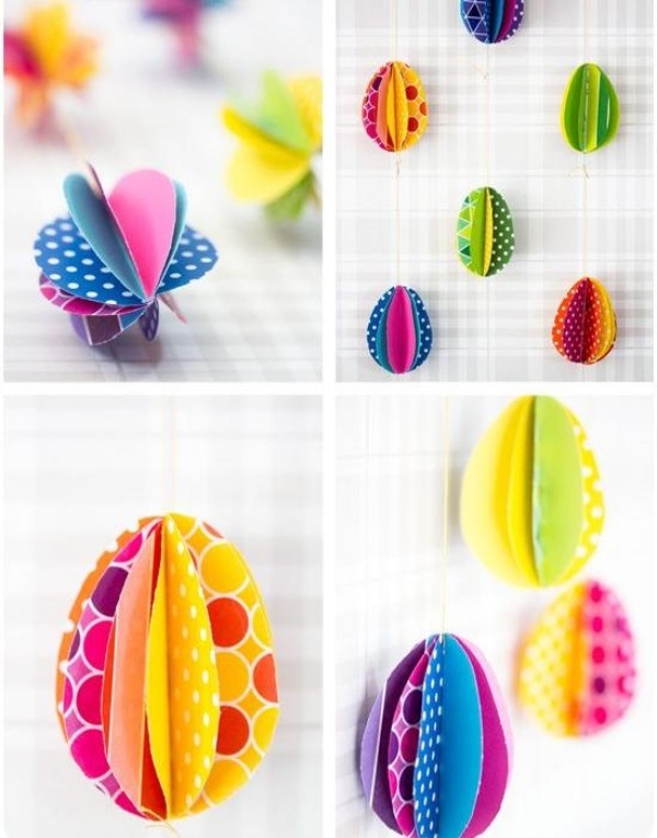 Ovos de Páscoa-papel-colorido-artesanato-com guirlanda infantil