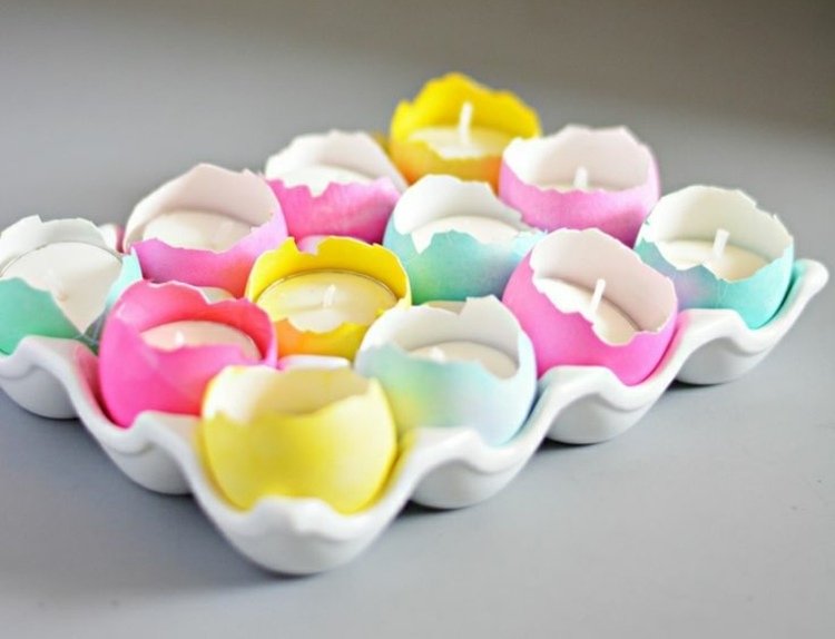 mexer nas velas da páscoa e da primavera cascas de ovo design colorido fácil