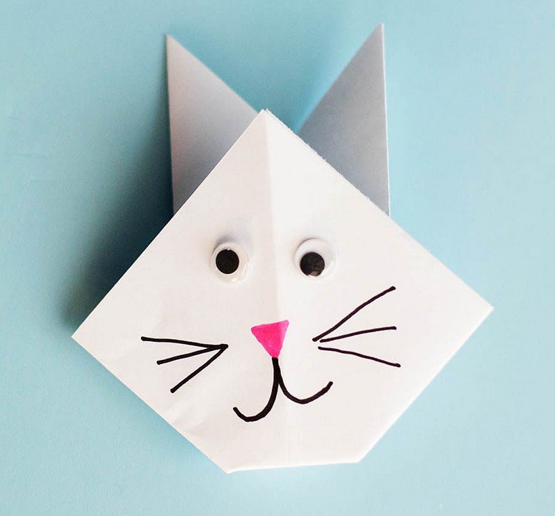 Artesanato-crianças-origami-gato-coelho-papel-pintura
