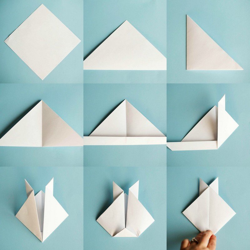 Artesanato-crianças-origami-instruções-coelho-gato