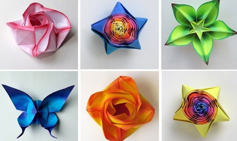 Artesanato-crianças-origami-flores-dobragem-pintura