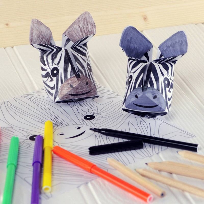 Artesanato-crianças-origami-animais-dobrando-papel-zebra