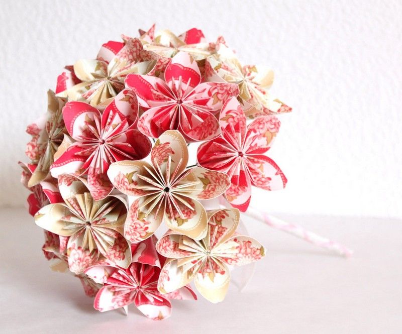 Papel artesanal-crianças-origami-buquê-colorido