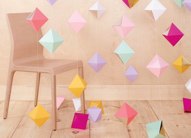Artesanato-crianças-origami-guirlanda-dobra de aniversário