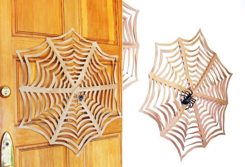 Artesanato-crianças-origami-aranha-porta-teia-ideias de Halloween